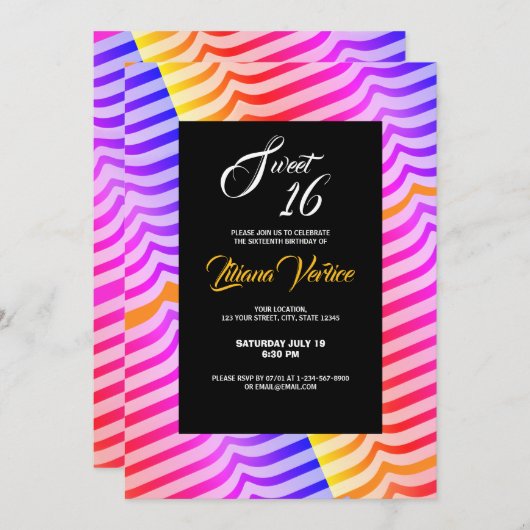 Jazzy Trippy Psychedelic Tropical Stripey Pattern Kaart (Voorkant / Achterkant)