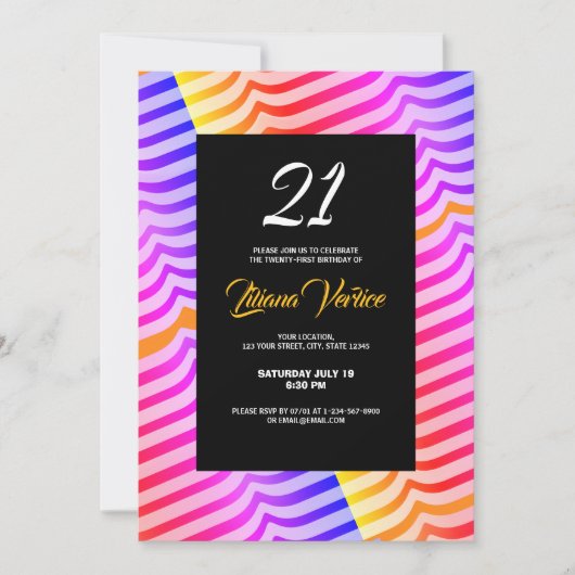 Jazzy Trippy Psychedelic Tropical Stripey Pattern Kaart (Voorkant)