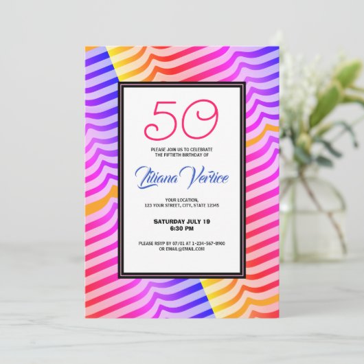 Jazzy Trippy Psychedelic Tropical Stripey Pattern Kaart (Staand voorkant)