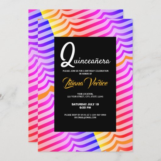 Jazzy Trippy Psychedelic Tropical Stripey Pattern Kaart (Voorkant / Achterkant)