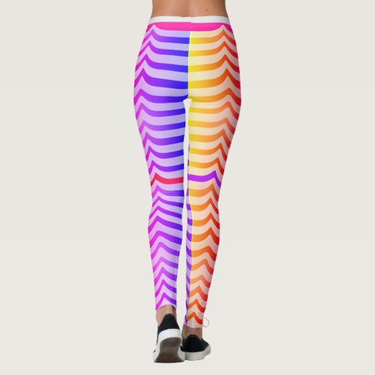 Jazzy Trippy Psychedelic Tropical Stripey Pattern Leggings (Achterkant)