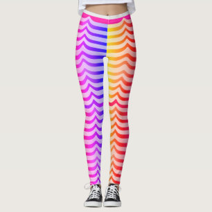 Jazzy Trippy Psychedelic Tropical Stripey Pattern Leggings
