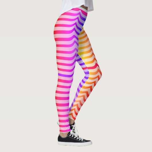 Jazzy Trippy Psychedelic Tropical Stripey Pattern Leggings (Rechts)