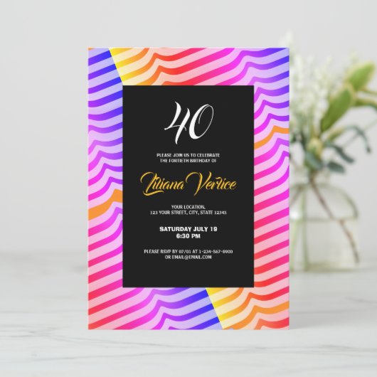 Jazzy Trippy Psychedelic Tropical Stripey Rainbow Kaart (Staand voorkant)