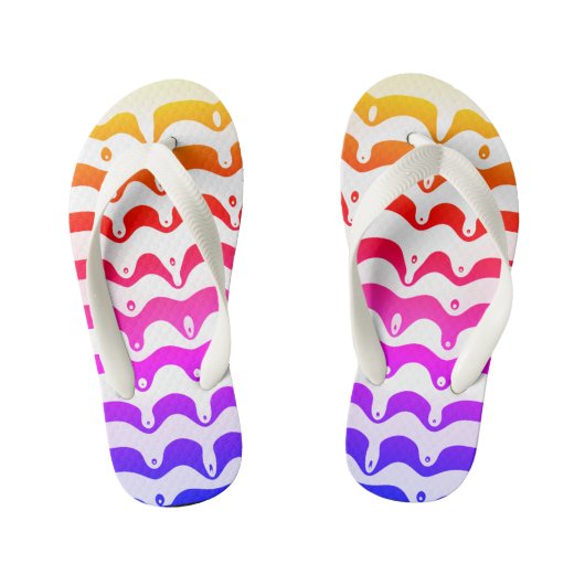 Jazzy Tropical Psychedelic Dripping Stripes Kinder Teenslippers (Voetbed)