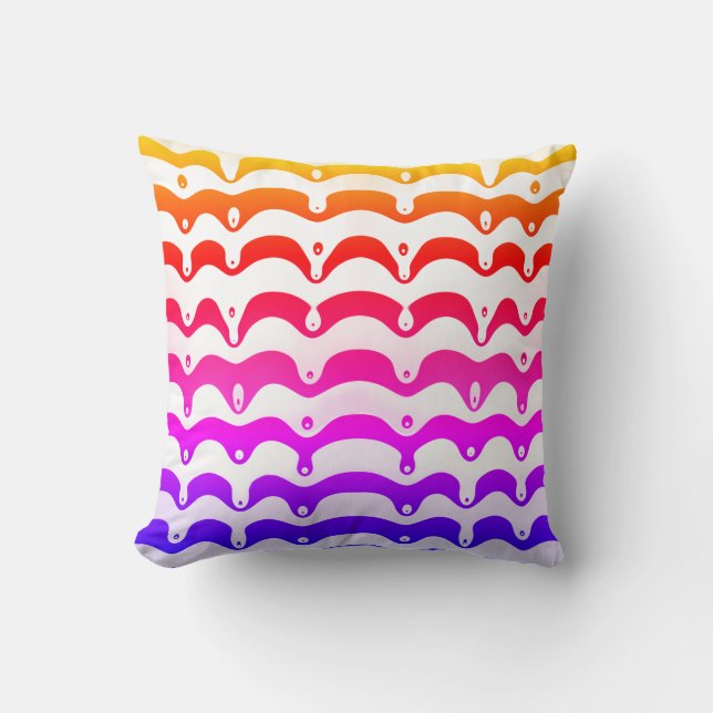 Jazzy Tropical Psychedelic Dripping Stripes Kussen (Voorkant)
