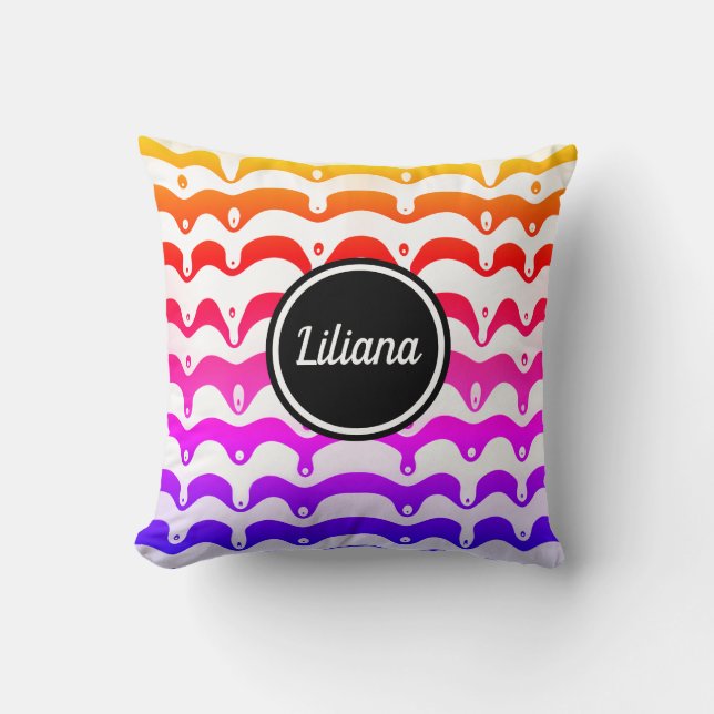 Jazzy Tropical Psychedelic Dripping Stripes Kussen (Voorkant)