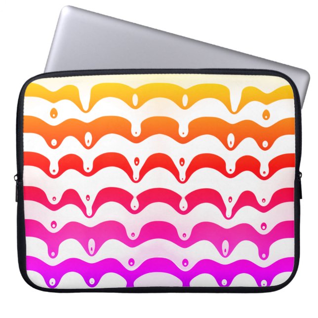 Jazzy Tropical Psychedelic Dripping Stripes Laptop Sleeve (Voorkant)