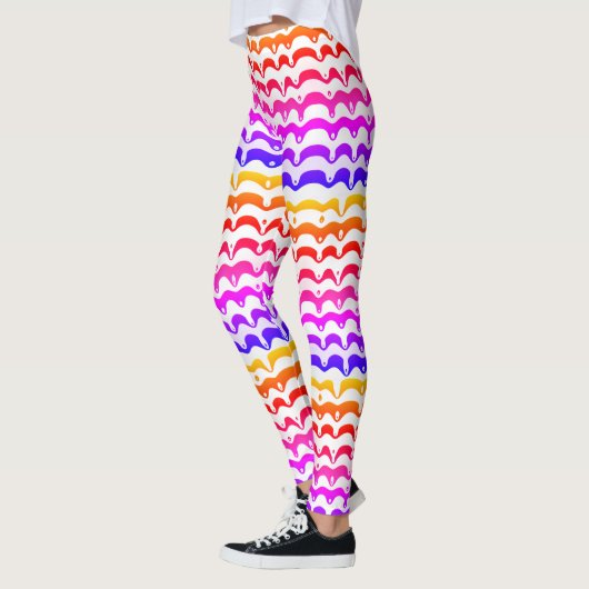 Jazzy Tropical Psychedelic Dripping Stripes Leggings (Links)