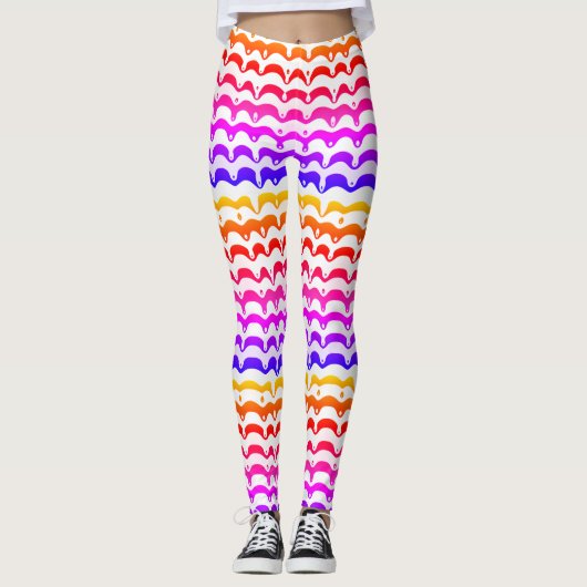 Jazzy Tropical Psychedelic Dripping Stripes Leggings (Voorkant)