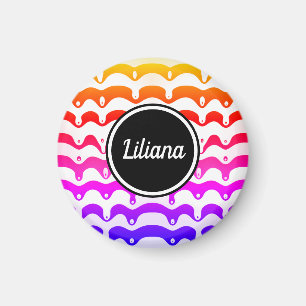 Jazzy Tropical psychedelic Dripping Stripes Magneet