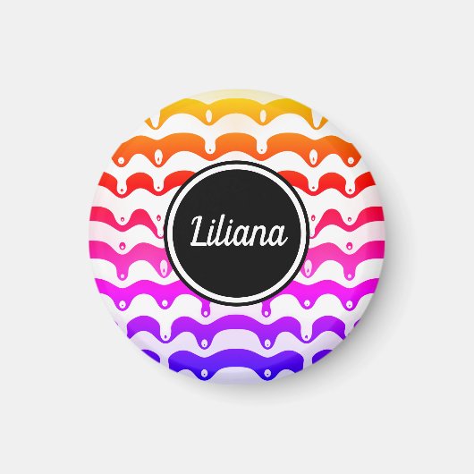 Jazzy Tropical psychedelic Dripping Stripes Magneet (Voorkant)