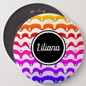 Jazzy Tropical psychedelic Dripping Stripes Ronde Button 6,0 Cm (Voorkant /achterkant)