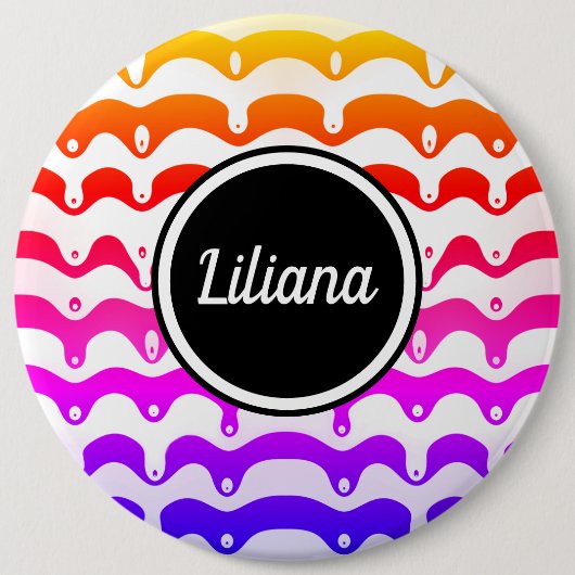 Jazzy Tropical psychedelic Dripping Stripes Ronde Button 6,0 Cm (Voorkant)