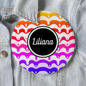 Jazzy Tropical psychedelic Dripping Stripes Ronde Button 6,0 Cm (In situ)