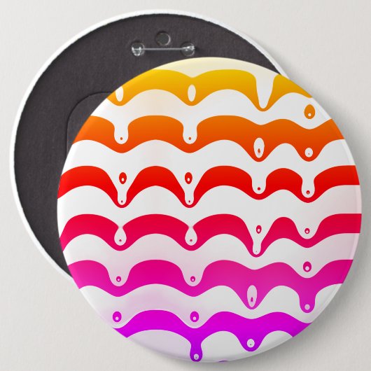 Jazzy Tropical Psychedelic Dripping Stripes Ronde Button 6,0 Cm (Voorkant /achterkant)