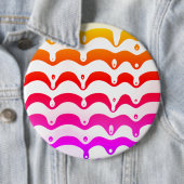 Jazzy Tropical Psychedelic Dripping Stripes Ronde Button 6,0 Cm (In situ)