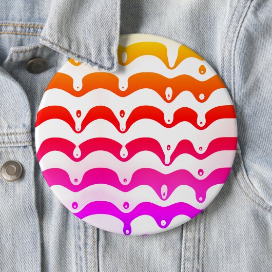 Jazzy Tropical Psychedelic Dripping Stripes Ronde Button 6,0 Cm (In situ)