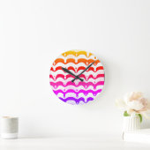 Jazzy Tropical Psychedelic Dripping Stripes Ronde Klok (Huis)