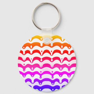 Jazzy Tropical Psychedelic Dripping Stripes Sleutelhanger