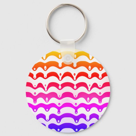 Jazzy Tropical Psychedelic Dripping Stripes Sleutelhanger (Achterkant)