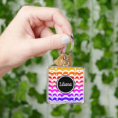 Jazzy Tropical psychedelic Dripping Stripes Sleutelhanger (Hand)