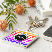 Jazzy Tropical psychedelic Dripping Stripes Sleutelhanger (Zijkant)