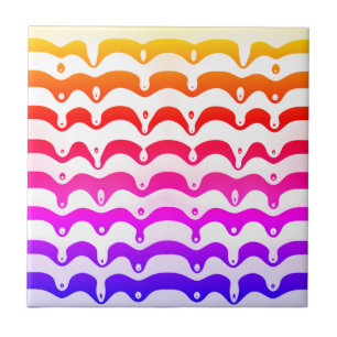 Jazzy Tropical Psychedelic Dripping Stripes Tegeltje