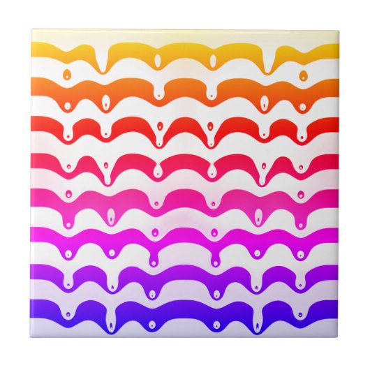 Jazzy Tropical Psychedelic Dripping Stripes Tegeltje (Voorkant)