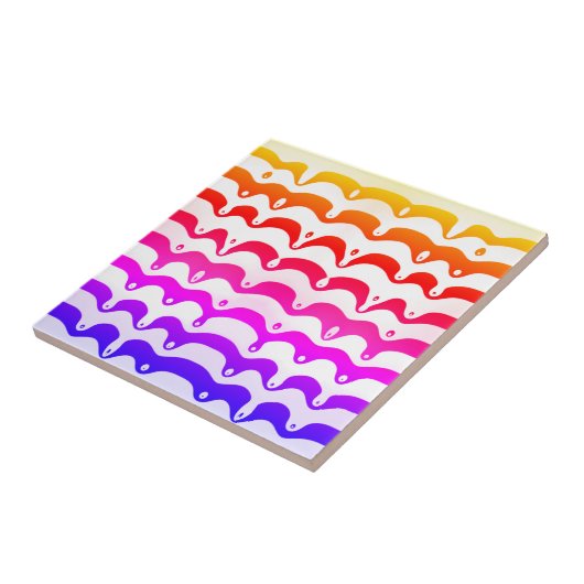 Jazzy Tropical Psychedelic Dripping Stripes Tegeltje (Zijkant)