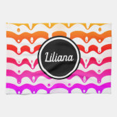 Jazzy Tropical Psychedelic Dripping Stripes Theedoek (Horizontaal)