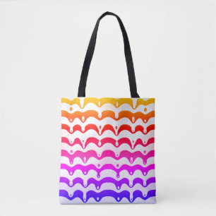 Jazzy Tropical Psychedelic Dripping Stripes Tote Bag