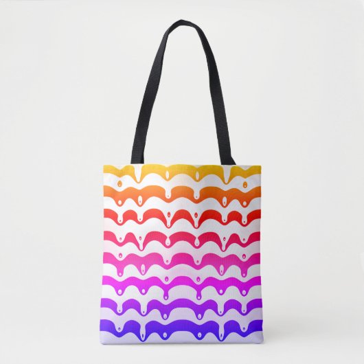 Jazzy Tropical Psychedelic Dripping Stripes Tote Bag (Voorkant)