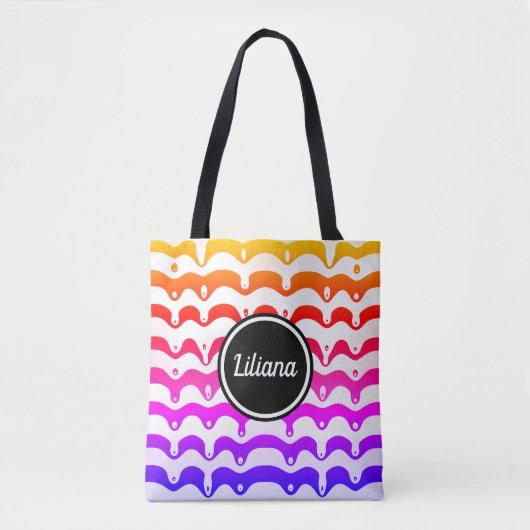 Jazzy Tropical psychedelic Dripping Stripes Tote Bag (Voorkant)