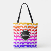 Jazzy Tropical psychedelic Dripping Stripes Tote Bag (Achterkant)