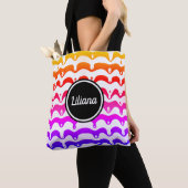 Jazzy Tropical psychedelic Dripping Stripes Tote Bag (Dichtbij)