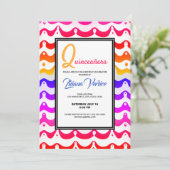 Jazzy Tropical Psychedelic Wavy Stripes Kaart (Staand voorkant)