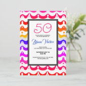 Jazzy Tropical Psychedelic Wavy Stripes Kaart (Staand voorkant)