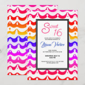 Jazzy Tropical Psychedelic Wavy Stripes Kaart (Voorkant / Achterkant)