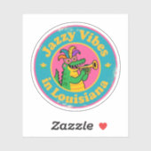 Jazzy Vibes_ Louisiana Alligator met Mask Retro Sticker (Vel)