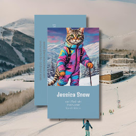 Jazzy winterkat - skibusinesskaart visitekaartje