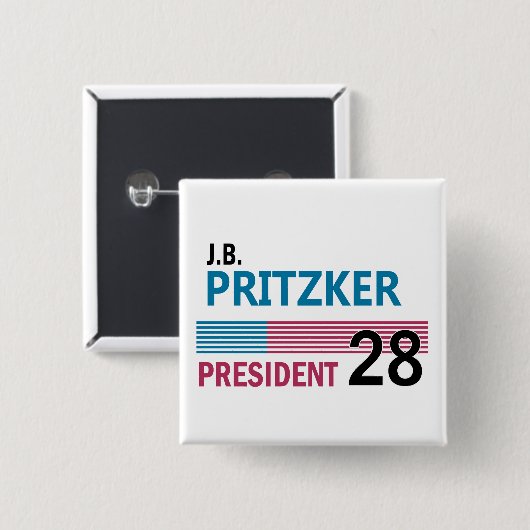 JB Pritzker 2028 Vierkante Button 5,1 Cm (Voorkant /achterkant)