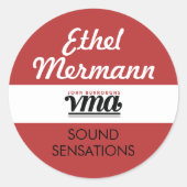 JBHS VMA Rode Achtergrond met Wit Script Ronde Sticker (Voorkant)