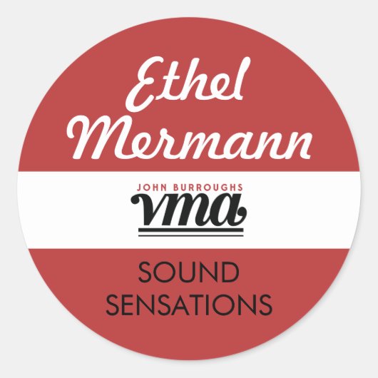 JBHS VMA Rode Achtergrond met Wit Script Ronde Sticker (Voorkant)