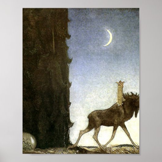 Jbleap the elk John Bauer Poster (Voorkant)