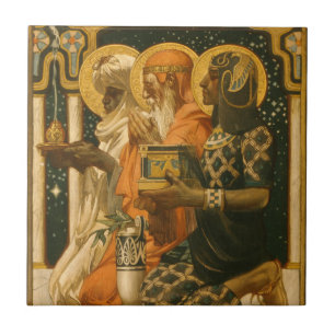 JC Leyendecker Drie Wijzen Kerstmis vintage Tegeltje