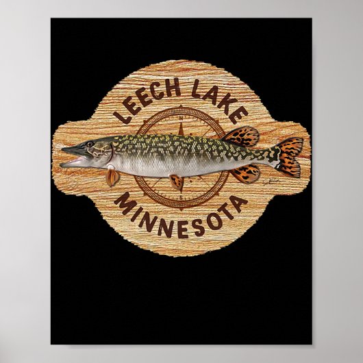 JCombs Leech Lake Minnesota Northern Pike Vist Poster (Voorkant)