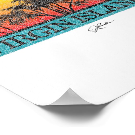 JCOMBS_ Maagdeneilanden Zon met palmbomen _1 Poster (Hoek)