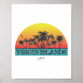 JCOMBS_ Maagdeneilanden Zon met palmbomen _1 Poster (Voorkant)