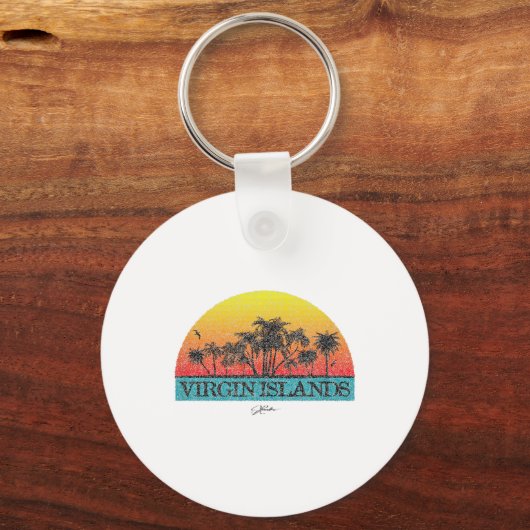 JCOMBS_ Maagdeneilanden Zon met palmbomen _1 Sleutelhanger (Voorkant)